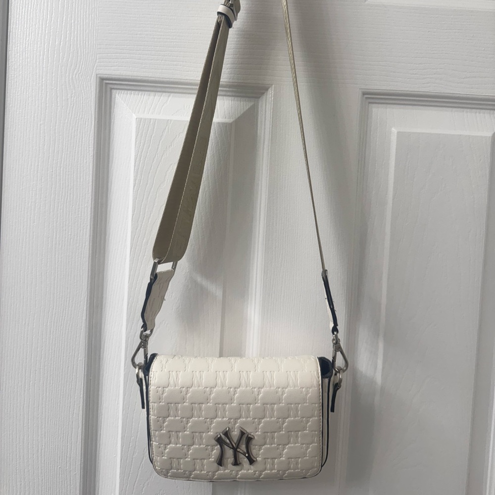 MLB White Crossbody Bag with Quilted Texture